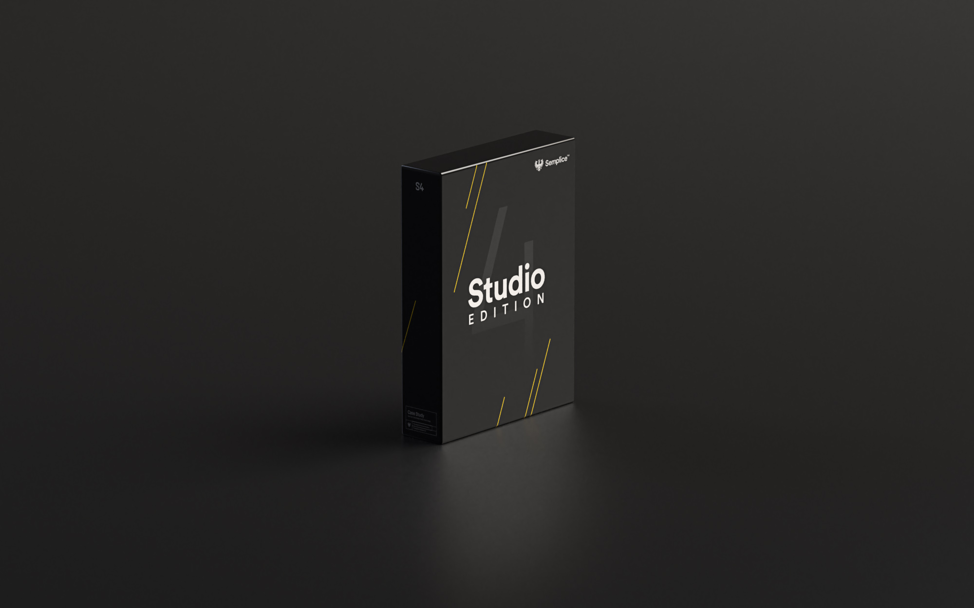 Rendered image of Semplice Studio box art using Adobe Dimension
